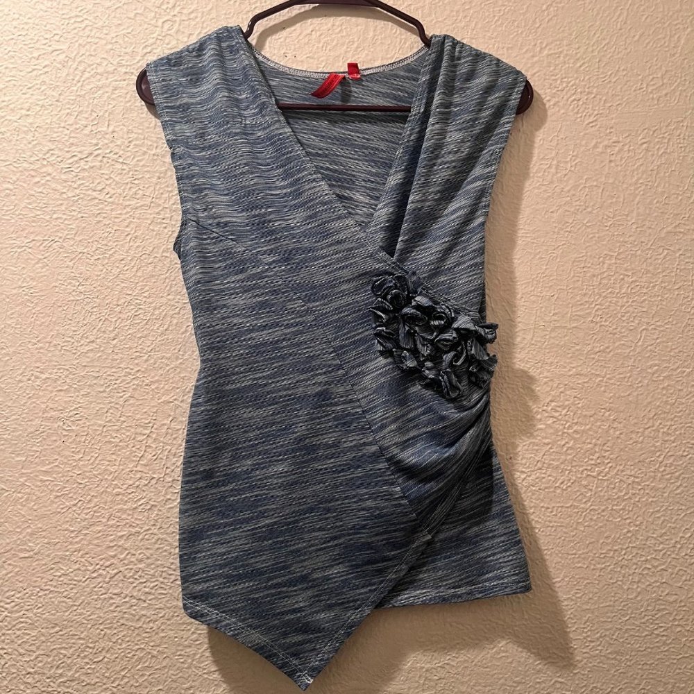 Anthropologie One September Blue Sleeveless Blouse V-Neck Tank Top,‎ Size M